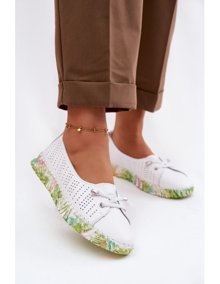 Leather Women's Loafers S.Barski GR61-5970 White