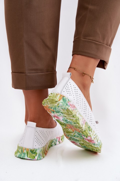 Leather Women's Loafers S.Barski GR61-5970 White