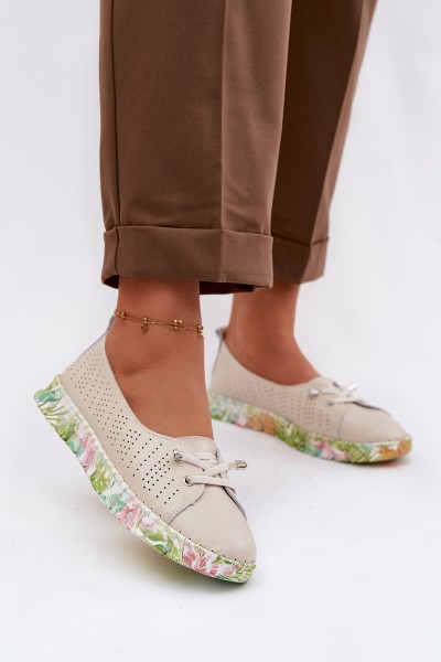 Leather Women's Loafers S.Barski GR61-5970 Beige