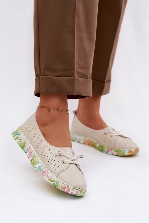 Leather Women's Loafers S.Barski GR61-5970 Beige