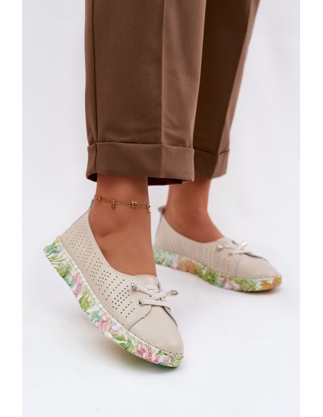 Leather Women's Loafers S.Barski GR61-5970 Beige