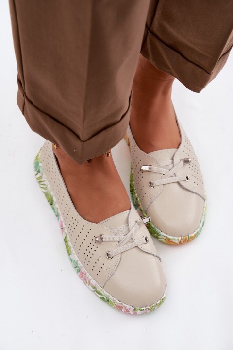 Leather Women's Loafers S.Barski GR61-5970 Beige