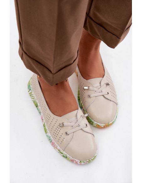 Leather Women's Loafers S.Barski GR61-5970 Beige