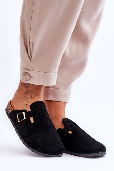 Suede Sandals On Cork Platform Black Vellma