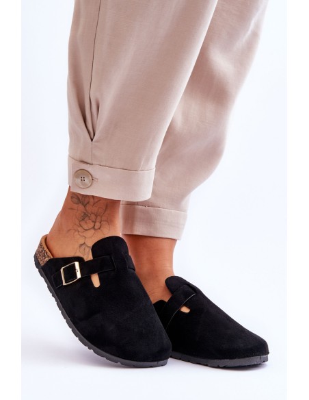 Suede Sandals On Cork Platform Black Vellma