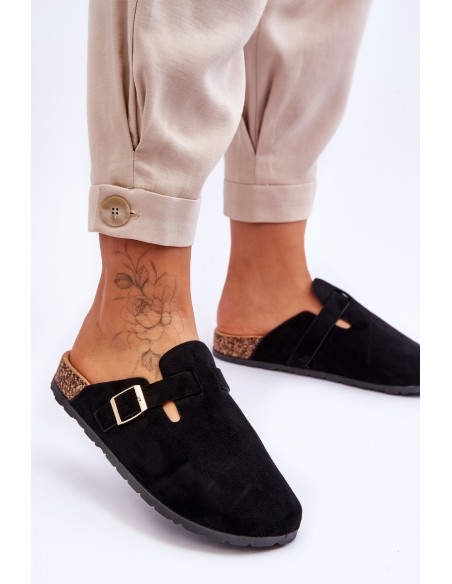 Suede Sandals On Cork Platform Black Vellma