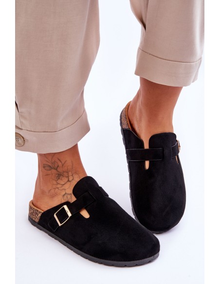 Suede Sandals On Cork Platform Black Vellma