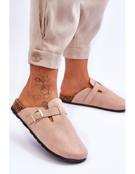 Suede Women's Platform Cork-Soled Light Beige Vellma