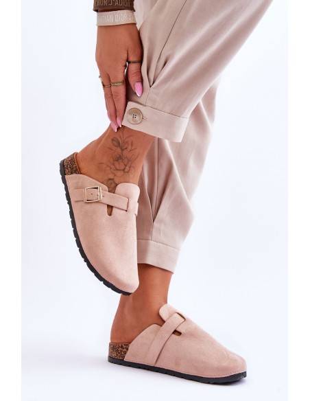 Suede Women's Platform Cork-Soled Light Beige Vellma