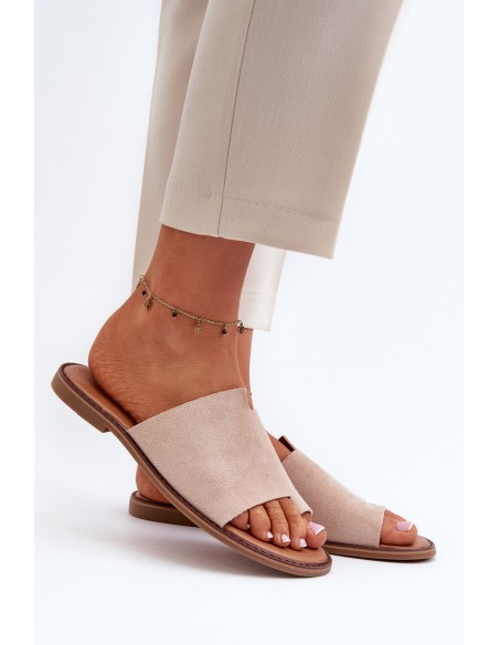 Women's Suede Slip-On Sandals Beige Amite