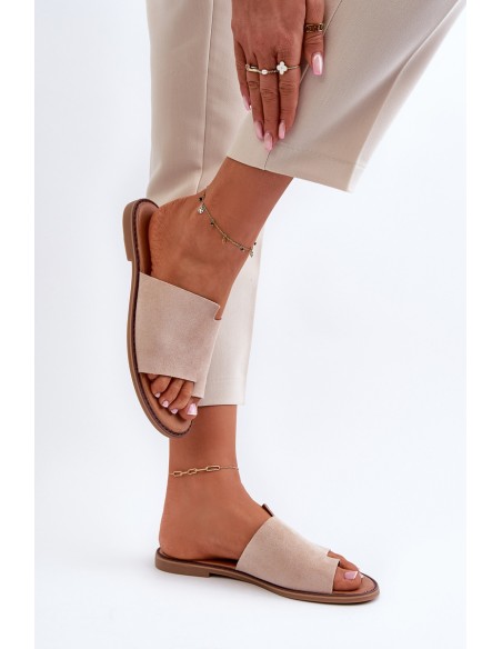 Women's Suede Slip-On Sandals Beige Amite