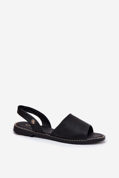 Women's Sandals On Flat Heel Eco Leather Black Dereka 2