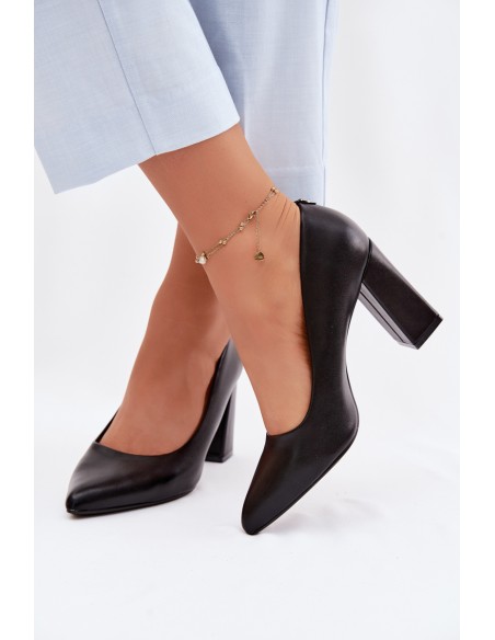 Sergio Leone PB216 Eco Leather Block Heels Black