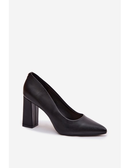 Sergio Leone PB216 Eco Leather Block Heels Black