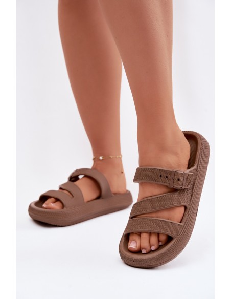 Foam Women's Slides With Straps And Buckle Big Star TT274A041 Brown