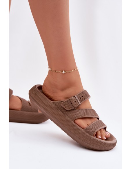 Foam Women's Slides With Straps And Buckle Big Star TT274A041 Brown