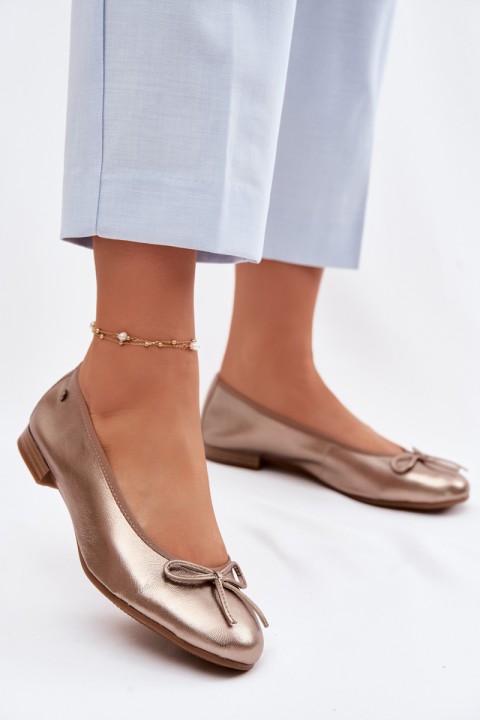 Leather Women's Ballerinas Maciejka P6800-25 Gold