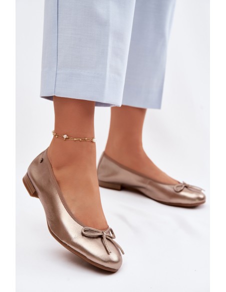 Leather Women's Ballerinas Maciejka P6800-25 Gold