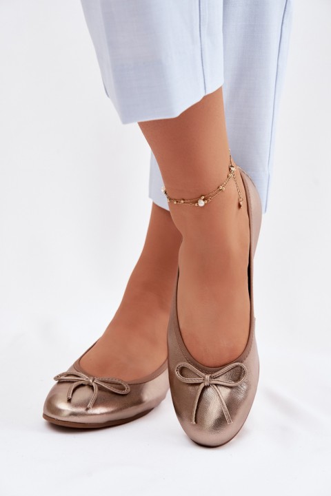 Leather Women's Ballerinas Maciejka P6800-25 Gold