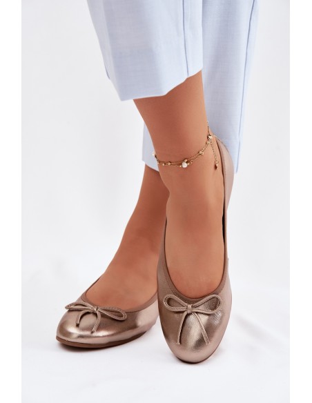 Leather Women's Ballerinas Maciejka P6800-25 Gold