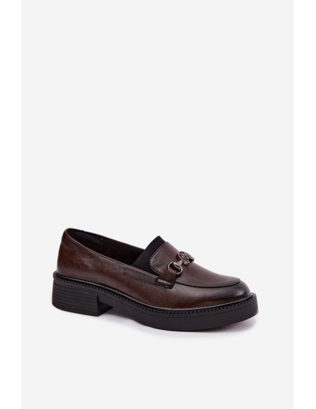 Leather Women's Loafers With Decorative Detail Vinceza 39985 Chocolate