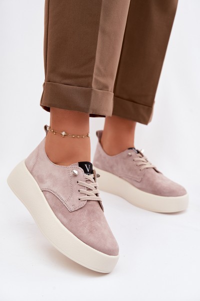 Vinceza Women's Suede Platform Shoes 79605 Beige
