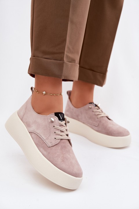 Vinceza Women's Suede Platform Shoes 79605 Beige