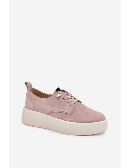 Vinceza Women's Suede Platform Shoes 79605 Beige