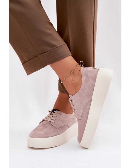 Vinceza Women's Suede Platform Shoes 79605 Beige