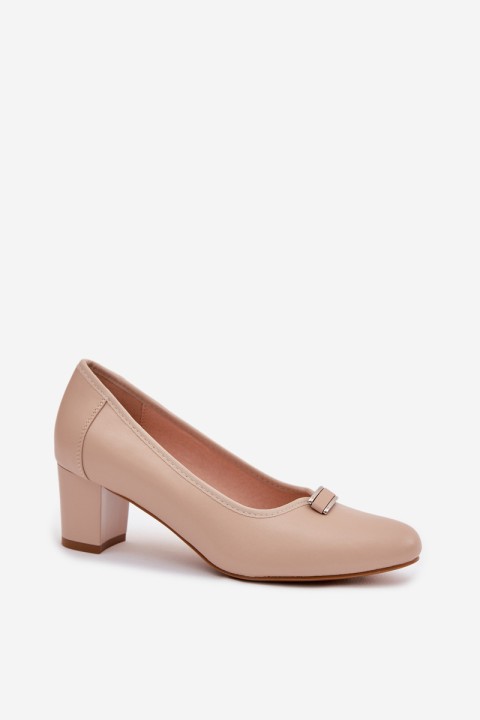 Vinceza Beige Block Heel Shoes