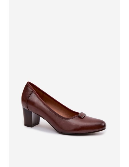 Vinceza Block Heel Shoes 58622 Brown