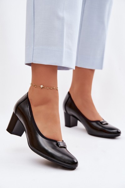 Vinceza Block Heel Shoes 58622 Black