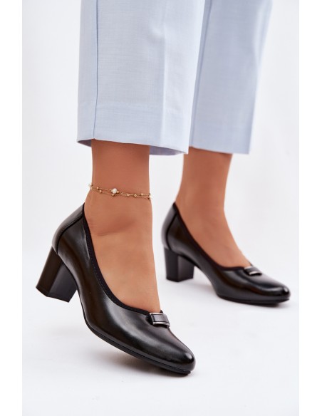 Vinceza Block Heel Shoes 58622 Black