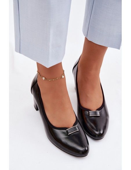 Vinceza Block Heel Shoes 58622 Black