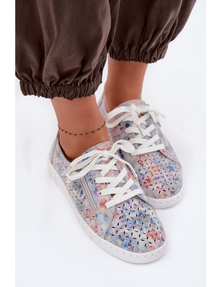 Silver Suede Open Shoes Kamelia