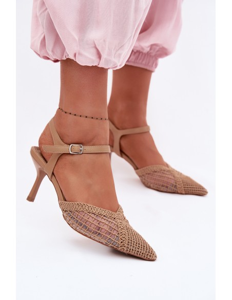 Idira Light Brown Mesh Heeled Sandals