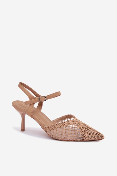 Idira Light Brown Mesh Heeled Sandals 2