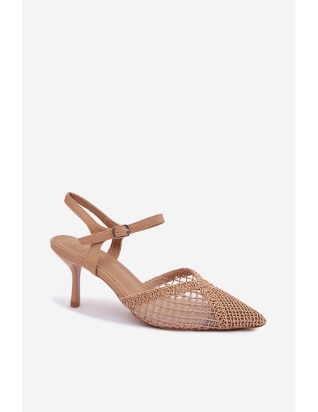 Idira Light Brown Mesh Heeled Sandals