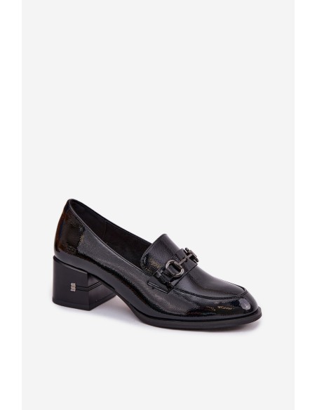 Vinceza Women's Leather Patent Heeled Shoes 18116 Black