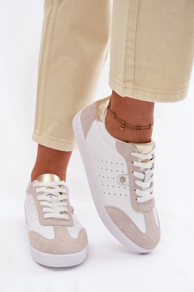 Women's Sneakers Made of Natural Leather LR61-7091 White 2