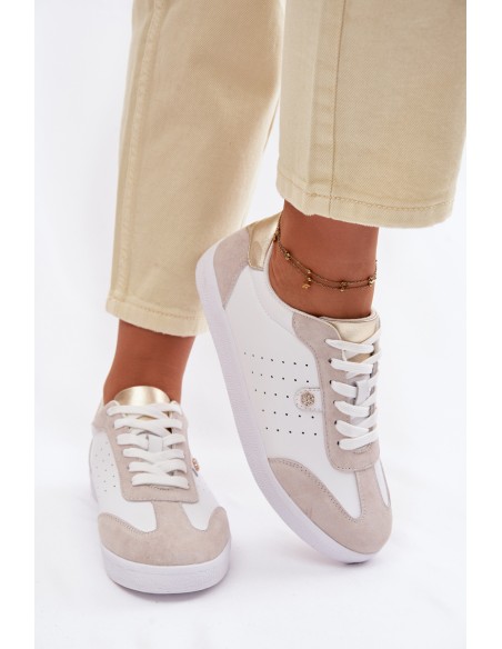 Women's Sneakers Made of Natural Leather LR61-7091 White