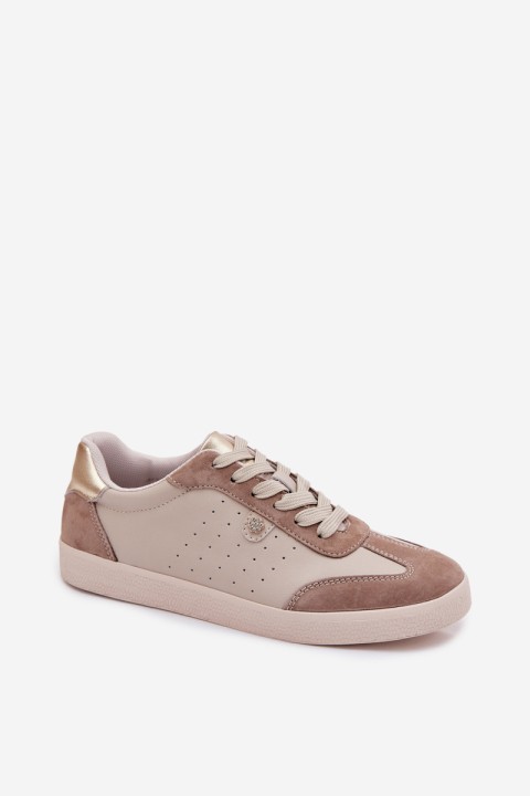 Women's Sneakers Made of Natural Leather LR61-7091 Beige