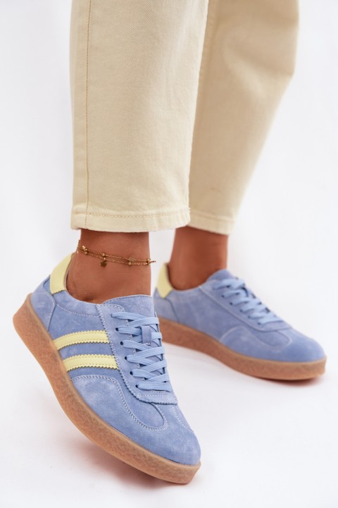 Leather Suede Women's Sneakers LR61-7089 Blue