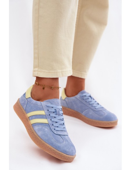 Leather Suede Women's Sneakers LR61-7089 Blue