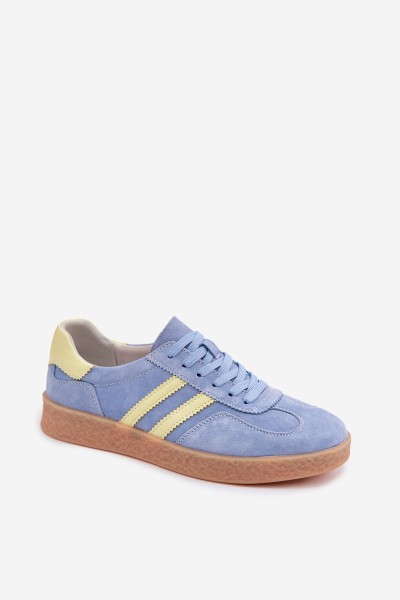 Leather Suede Women's Sneakers LR61-7089 Blue 2