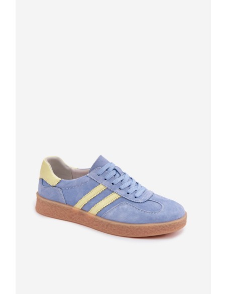 Leather Suede Women's Sneakers LR61-7089 Blue