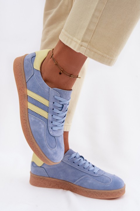 Leather Suede Women's Sneakers LR61-7089 Blue