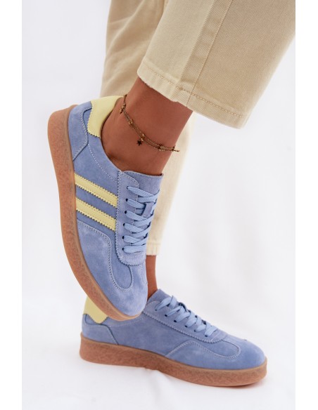 Leather Suede Women's Sneakers LR61-7089 Blue
