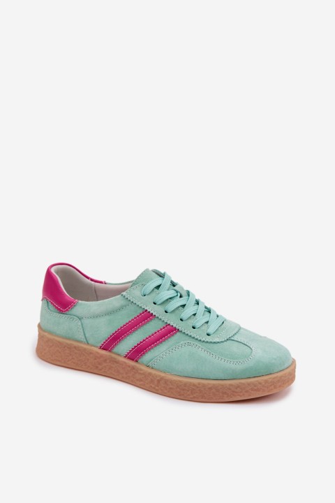 Women's Leather Suede Sneakers S.Barski LR61-7089 Mint