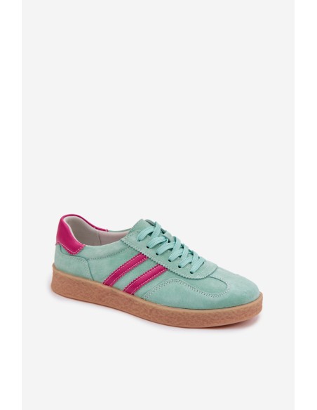 Women's Leather Suede Sneakers S.Barski LR61-7089 Mint